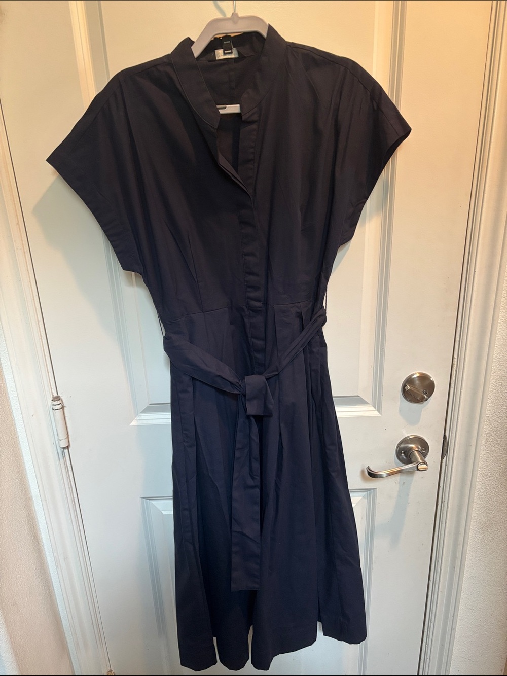 New Banana Republic Navy Midi Shirt Dress with Tie Waist